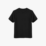 Black t-shirt on a white background.