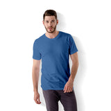 Crew Neck Blue blank T-shirt with model