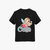 Black t-shirt with a fairy graphic and 'Cute' text on a white background