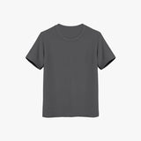 A gray short-sleeved crew neck t-shirt for girls made of suvin cotton.