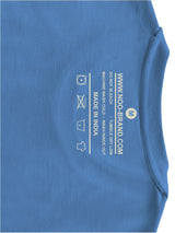 Crew Neck Blue blank T-shirt with NOO-BRAND label