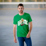 skate green graphic tee with model
