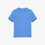 Plain blue t-shirt on a light gray background.