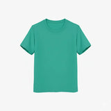 Green t-shirt on a light blue background