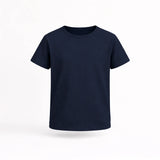 Navy blue t-shirt on a white background