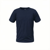 Navy blue t-shirt on a white background